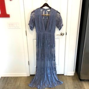 Lace Dress w Deep Plunge Neckline